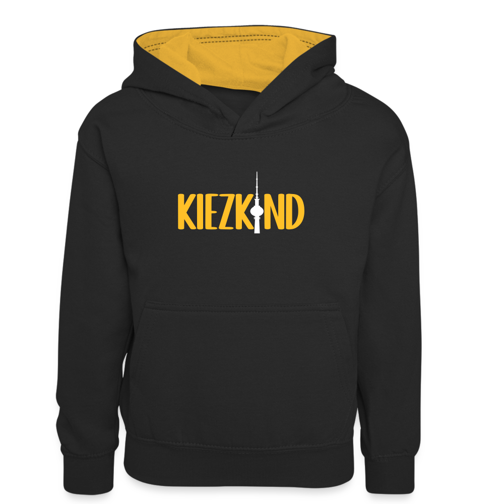 Kiezkind - Teenager Kontrast-Hoodie - Schwarz/Gold