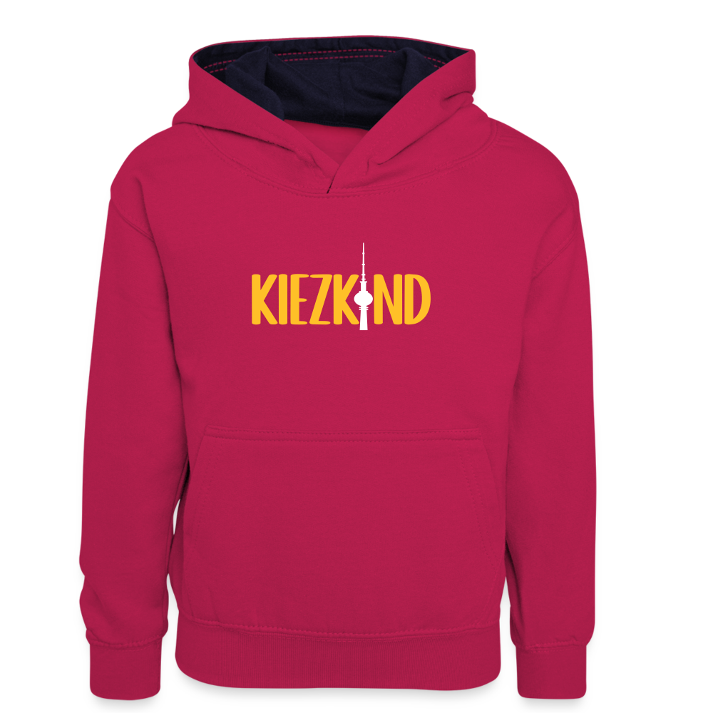 Kiezkind - Teenager Kontrast-Hoodie - Pink/Navy