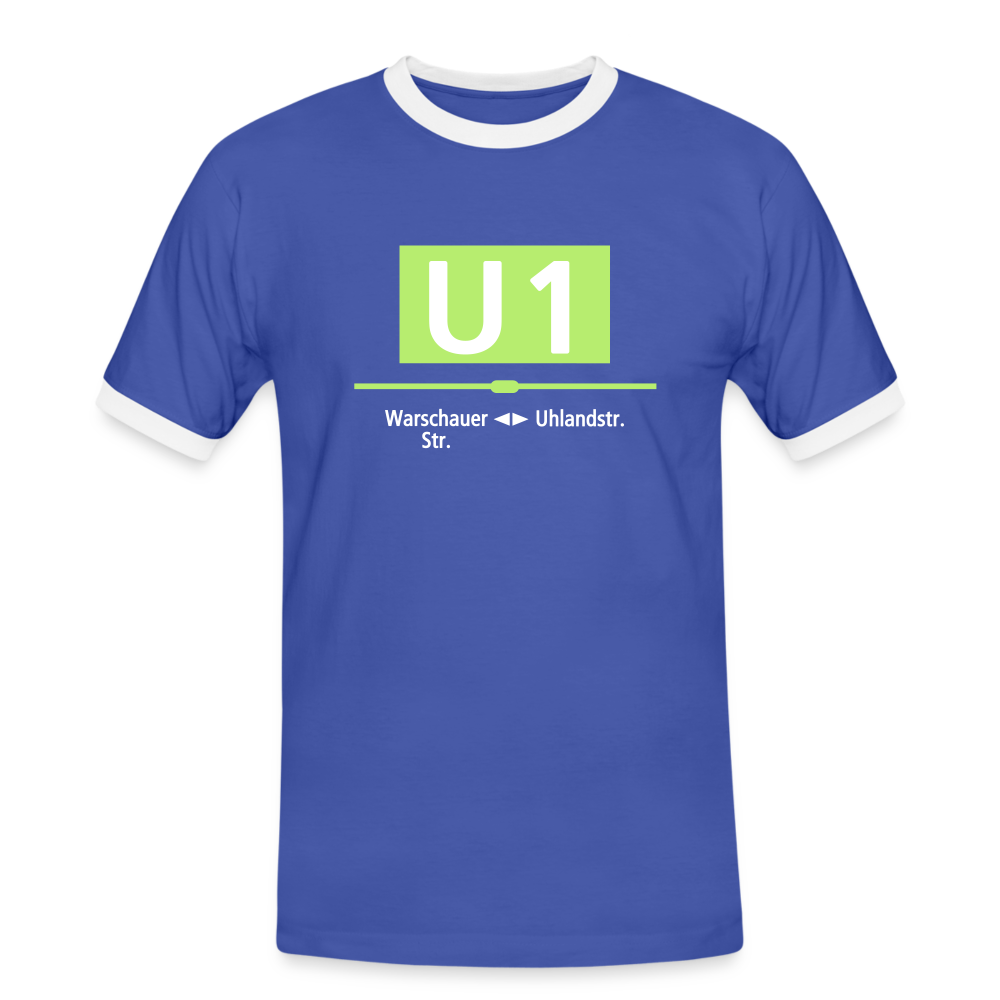U1 - Männer Ringer T-Shirt - Blau/Weiß