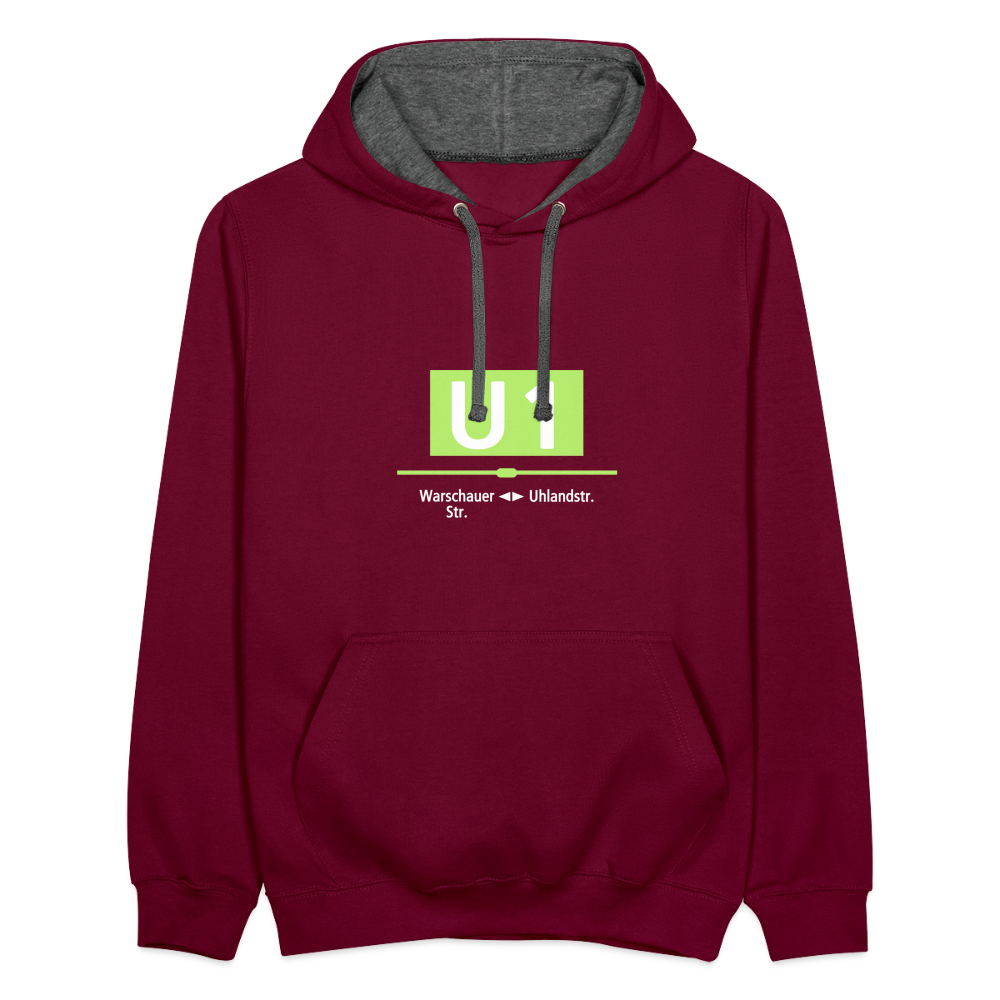 U1 - Kontrast Hoodie - Weinrot/Anthrazit