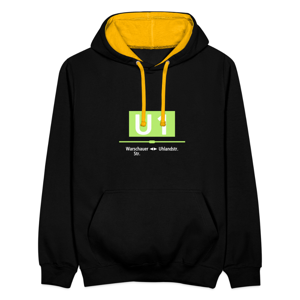 U1 - Kontrast Hoodie - Schwarz/Gold