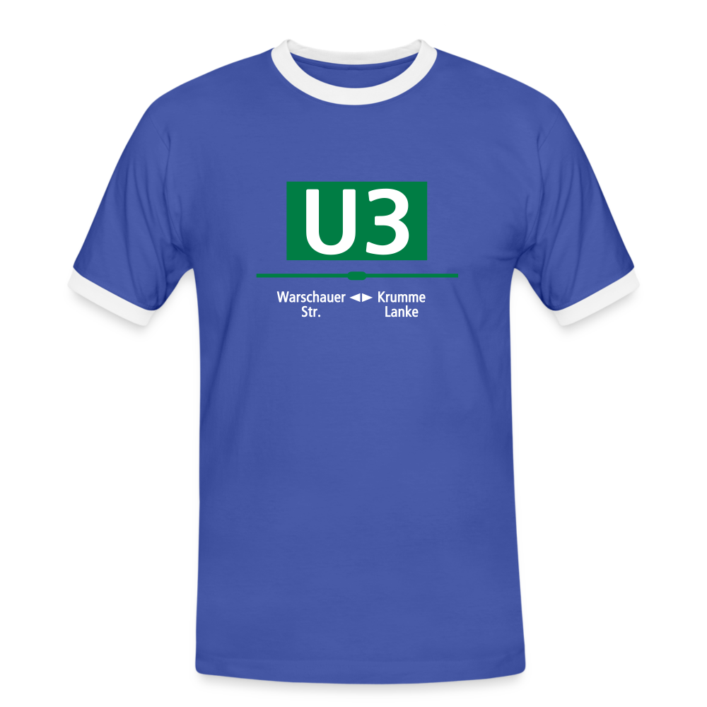 U3 - Männer Ringer T-Shirt - Blau/Weiß