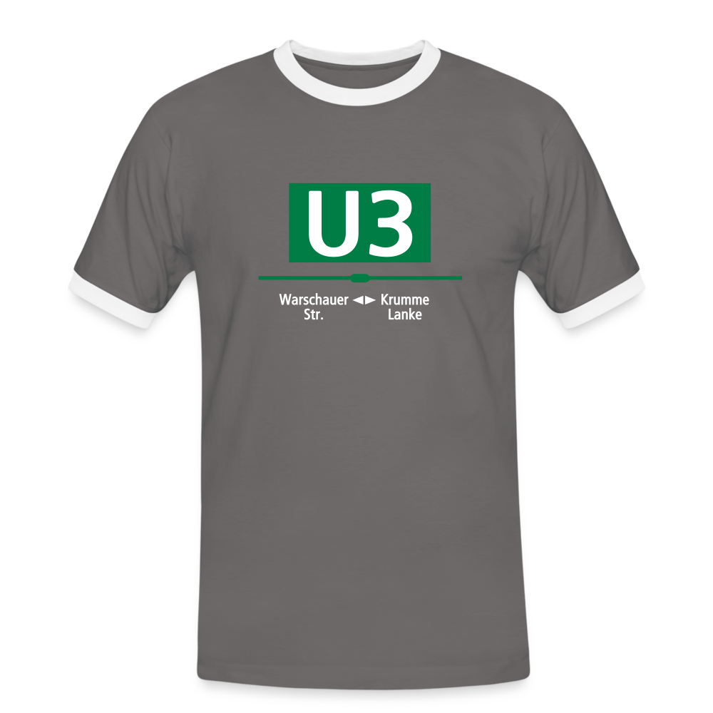 U3 - Männer Ringer T-Shirt - Dunkelgrau/Weiß