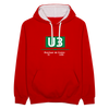 U3 - Kontrast Hoodie - Rot/Weiß
