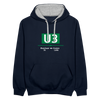 U3 - Kontrast Hoodie - Navy/Grau meliert