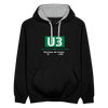 U3 - Kontrast Hoodie - Schwarz/Grau meliert