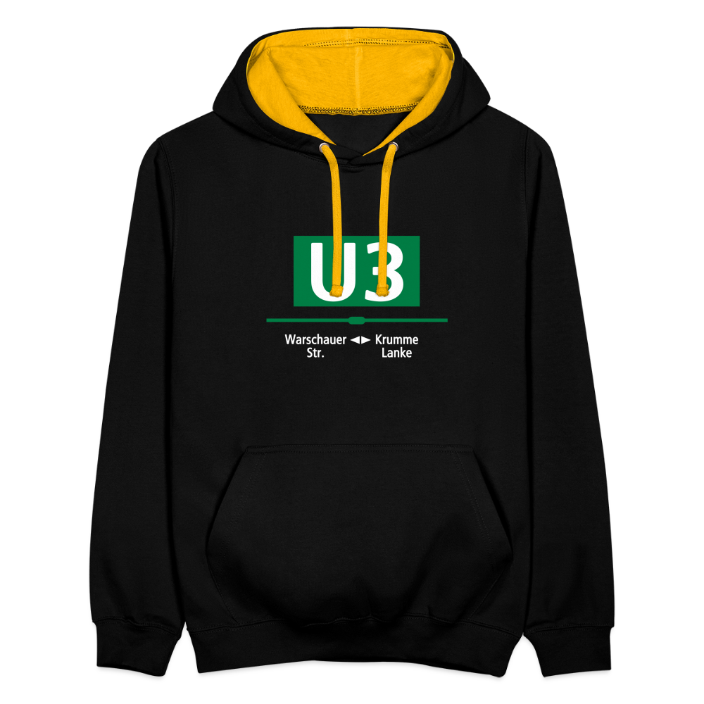 U3 - Kontrast Hoodie - Schwarz/Gold