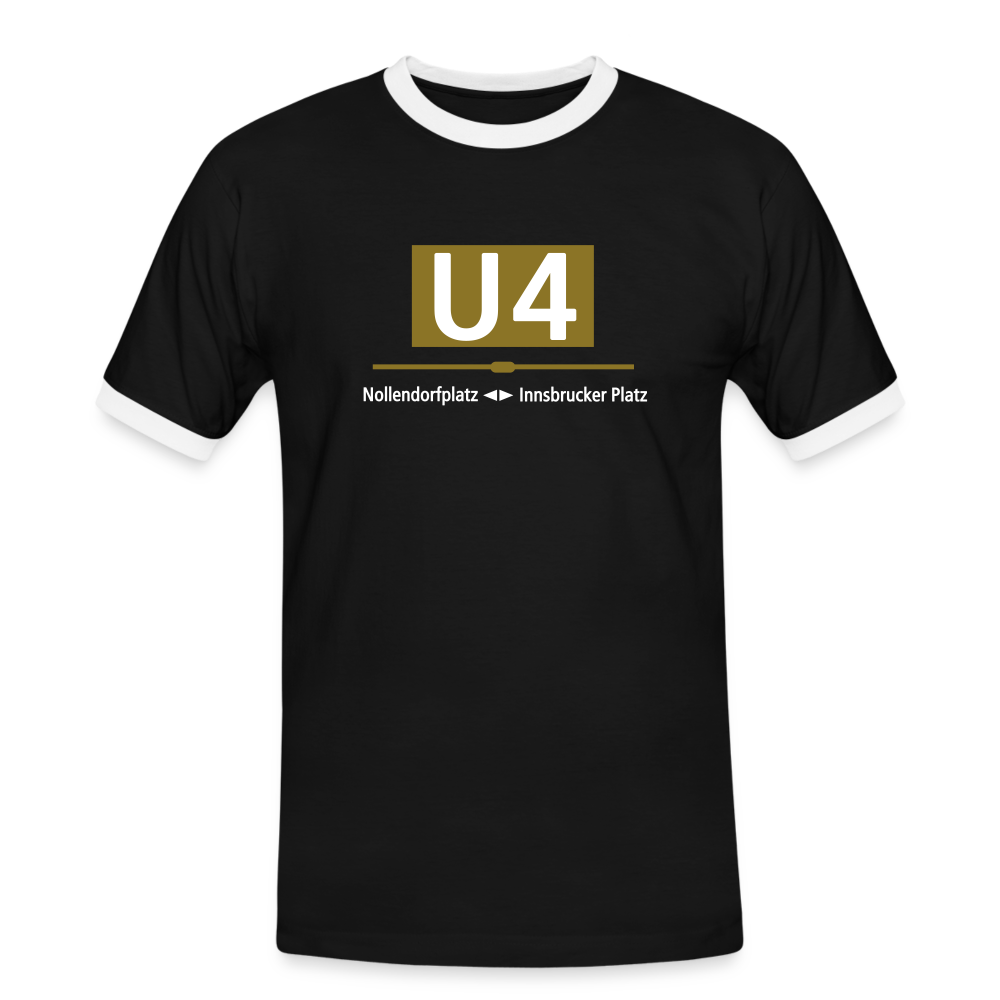 U4 - Männer Ringer T-Shirt - Schwarz/Weiß