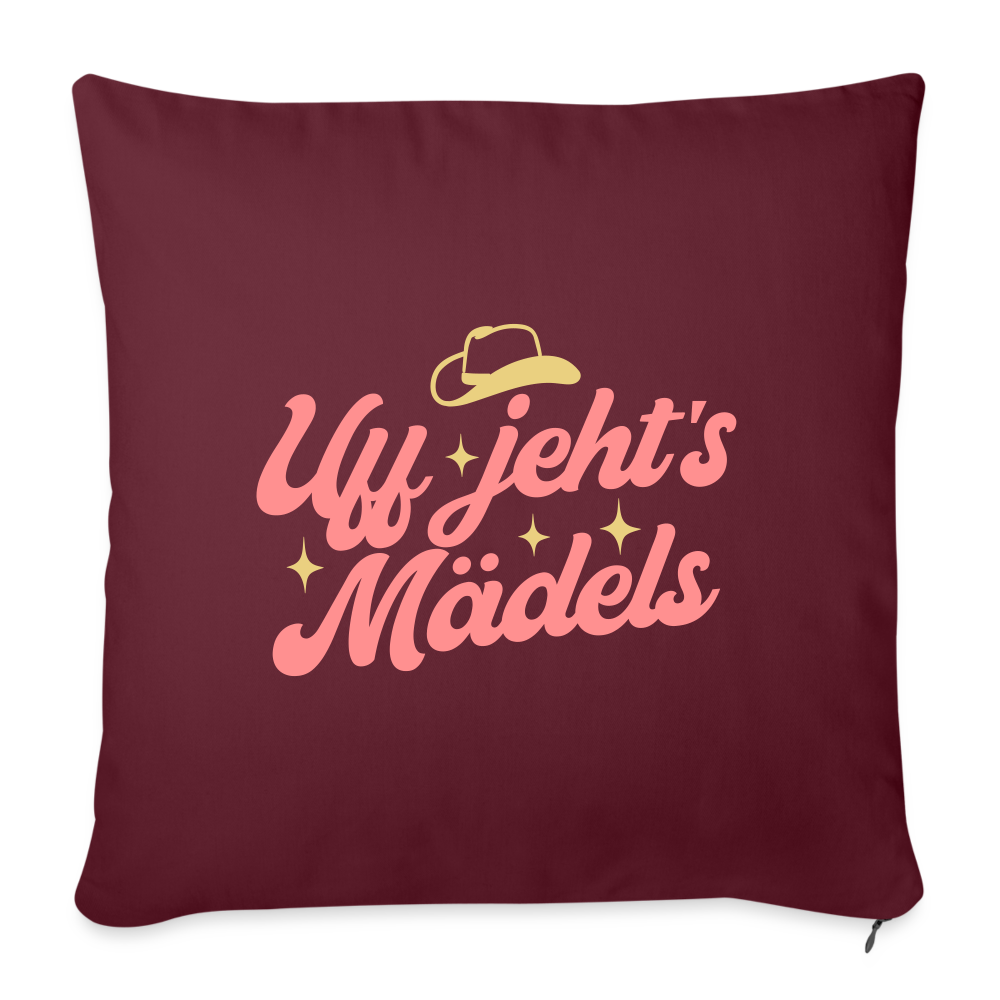 Uff jeht’s Mädels - Sofakissen mit Füllung (45 x 45 cm) - Burgunderrot