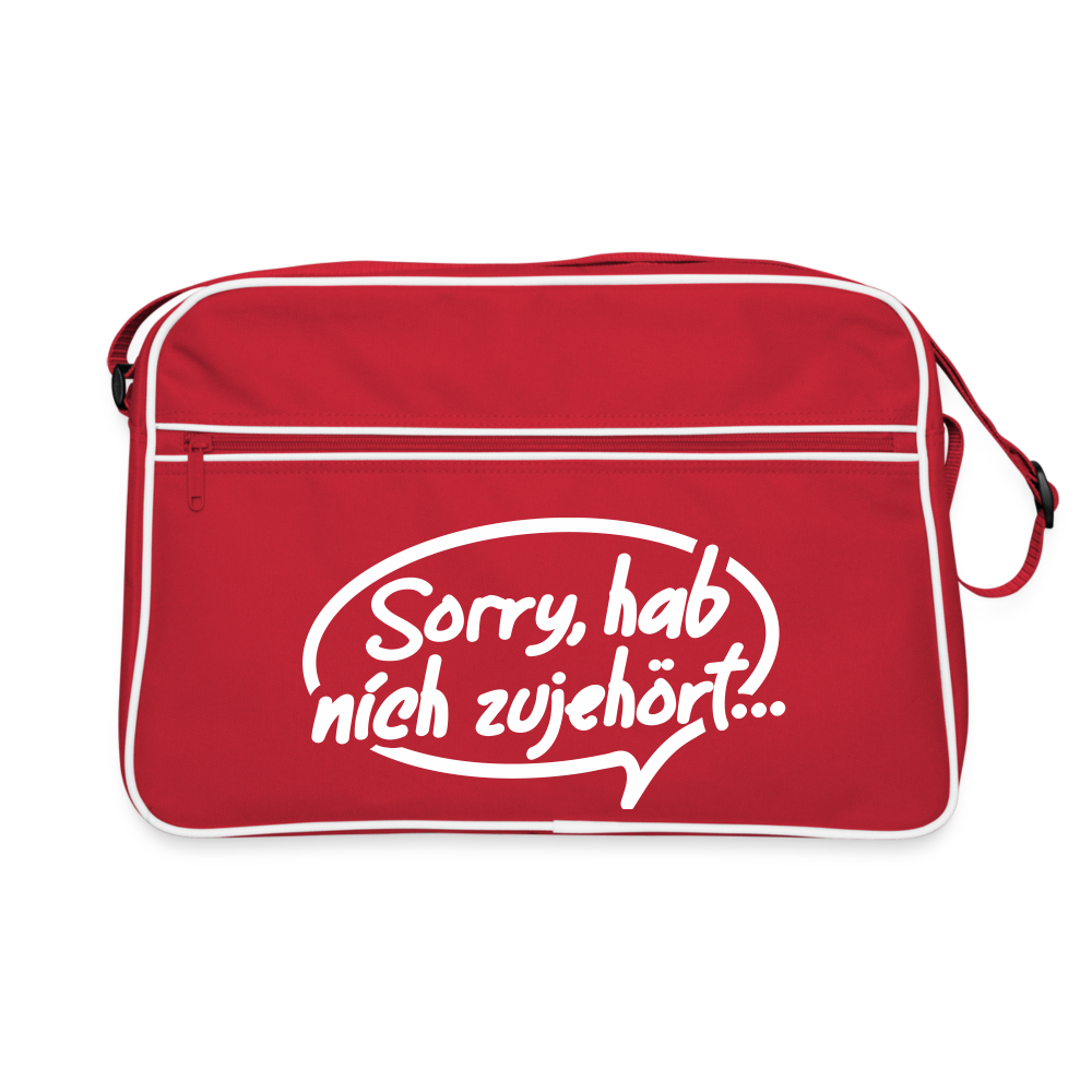 sorry, hab nich zujehört... - Retro Tasche - Rot/Weiß