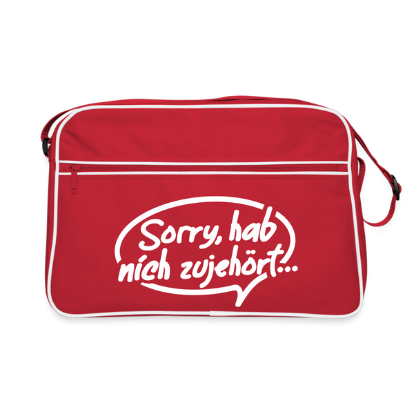 sorry, hab nich zujehört... - Retro Tasche - Rot/Weiß