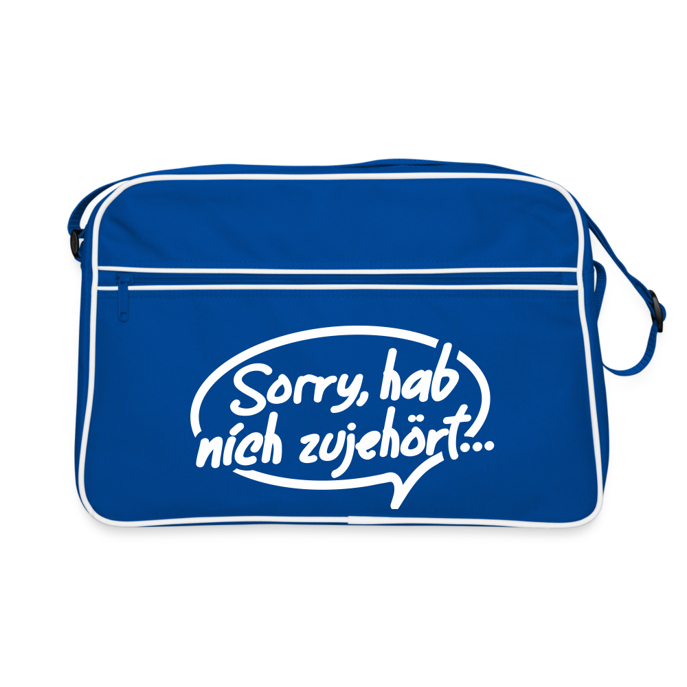 sorry, hab nich zujehört... - Retro Tasche - Blau/Weiß