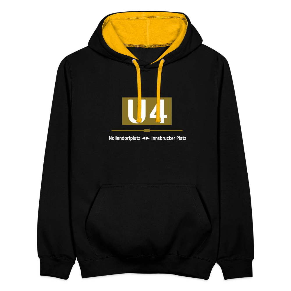 U4 - Kontrast Hoodie - Schwarz/Gold