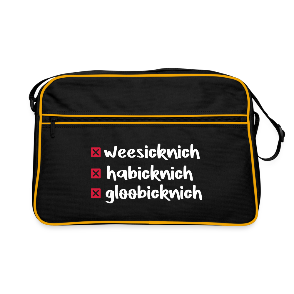 weesicknich, habicknich, gloobicknich - Retro Tasche - Schwarz/Gold