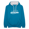 Mach ma’ halblang! - Kontrast Hoodie - Pfauenblau/Grau meliert