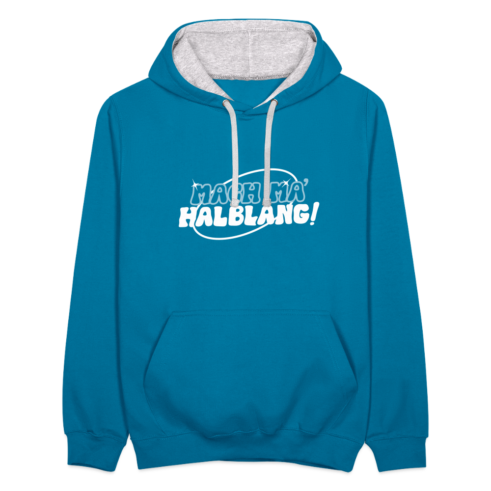 Mach ma’ halblang! - Kontrast Hoodie - Pfauenblau/Grau meliert