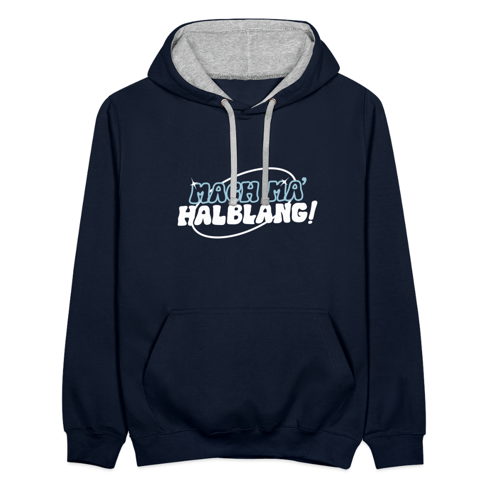 Mach ma’ halblang! - Kontrast Hoodie - Navy/Grau meliert