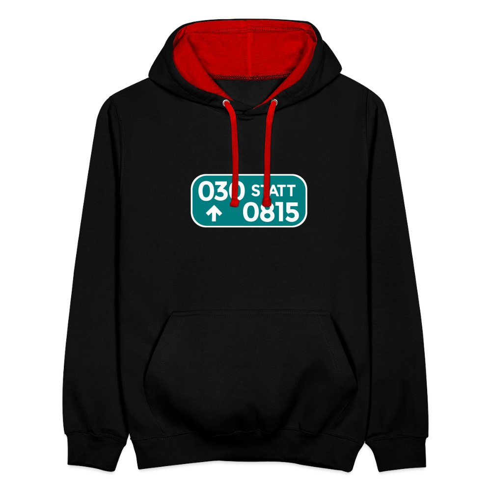 030 statt 0815 - Kontrast Hoodie - Schwarz/Rot