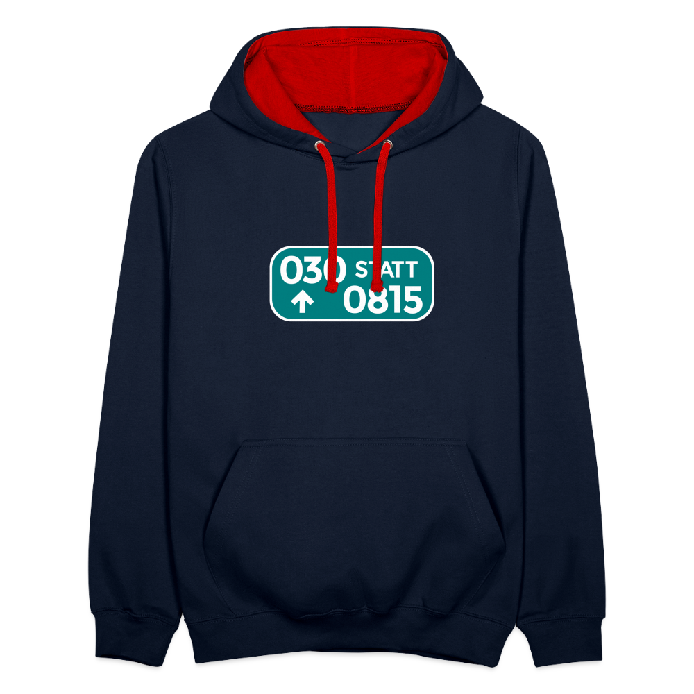 030 statt 0815 - Kontrast Hoodie - Navy/Rot