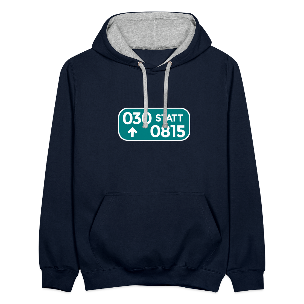030 statt 0815 - Kontrast Hoodie - Navy/Grau meliert