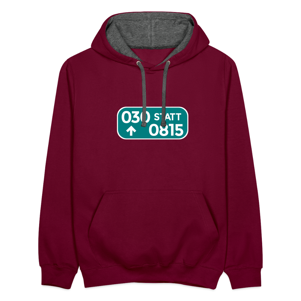 030 statt 0815 - Kontrast Hoodie - Weinrot/Anthrazit