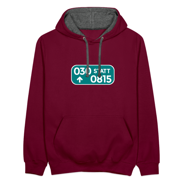 030 statt 0815 - Kontrast Hoodie - Weinrot/Anthrazit