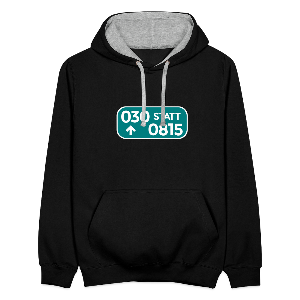 030 statt 0815 - Kontrast Hoodie - Schwarz/Grau meliert