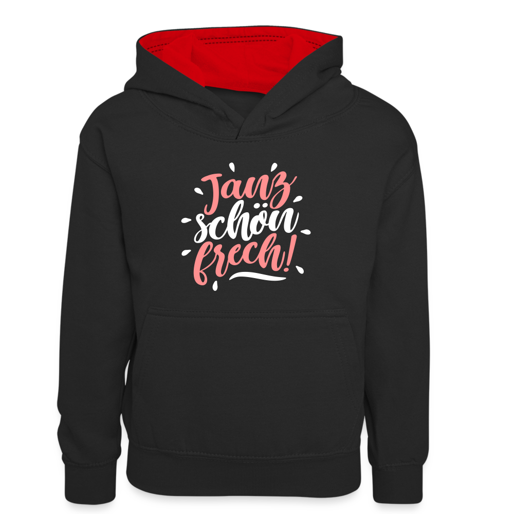 Janz schön frech! - Teenager Kontrast-Hoodie - Schwarz/Rot