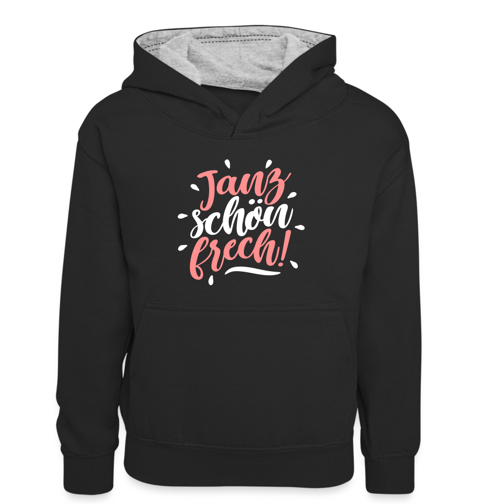 Janz schön frech! - Teenager Kontrast-Hoodie - Schwarz/Grau meliert