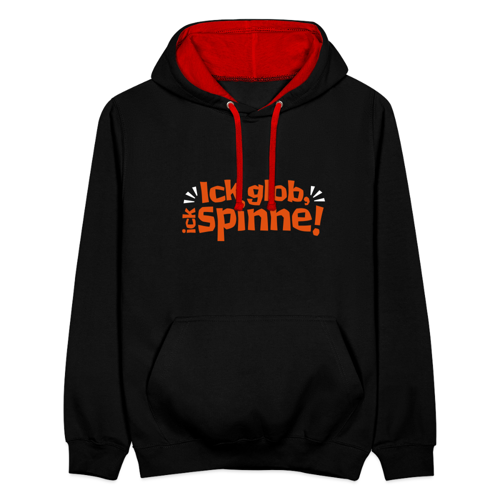 Ick glob, ick spinne! - Kontrast Hoodie - Schwarz/Rot