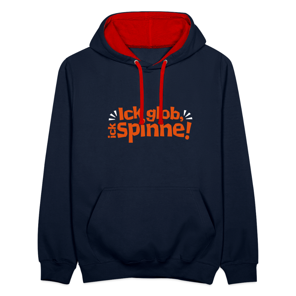 Ick glob, ick spinne! - Kontrast Hoodie - Navy/Rot