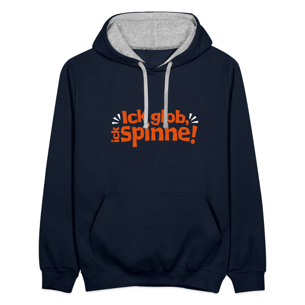 Ick glob, ick spinne! - Kontrast Hoodie - Navy/Grau meliert