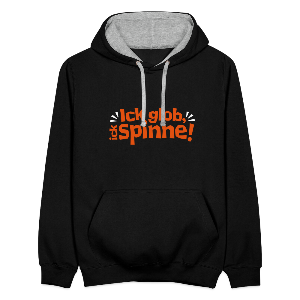 Ick glob, ick spinne! - Kontrast Hoodie - Schwarz/Grau meliert