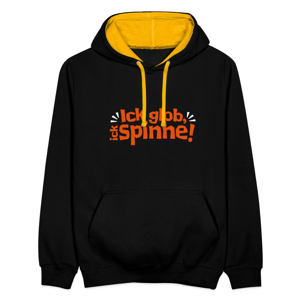 Ick glob, ick spinne! - Kontrast Hoodie - Schwarz/Gold