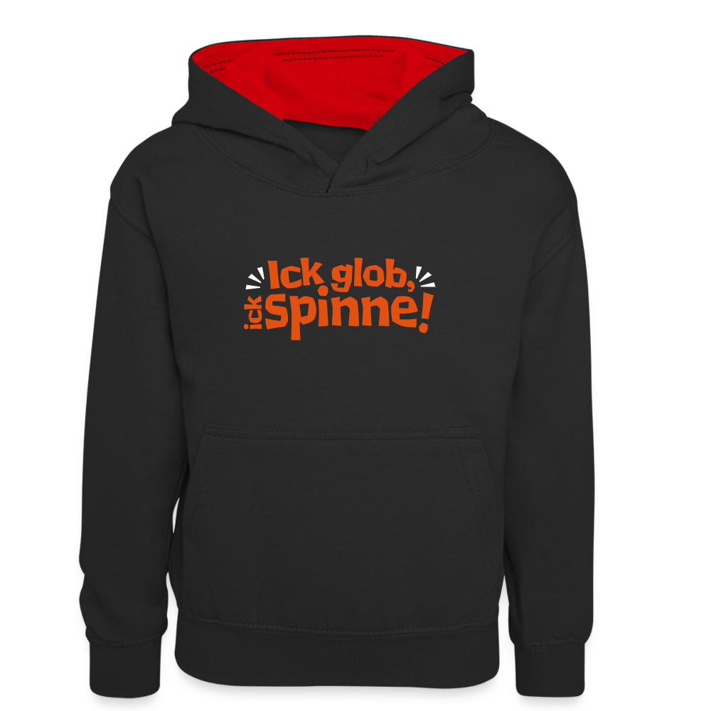 Ick glob, ick spinne! - Teenager Kontrast-Hoodie - Schwarz/Rot