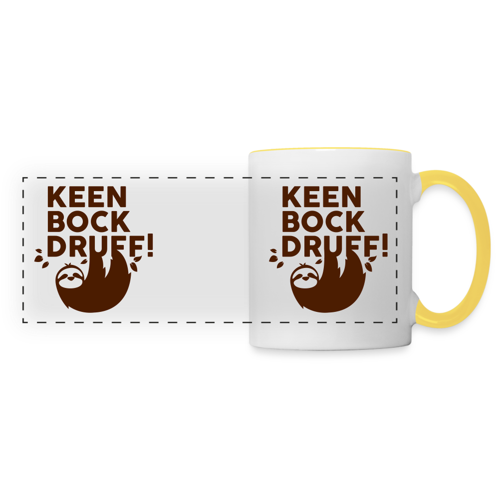 Keen Bock druff! - Tasse zweifarbig - Weiß/Gelb