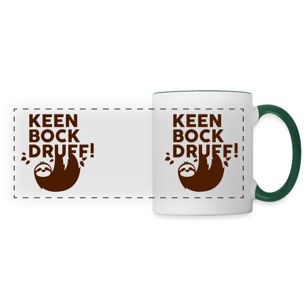 Keen Bock druff! - Tasse zweifarbig - Weiß/Dunkelgrün