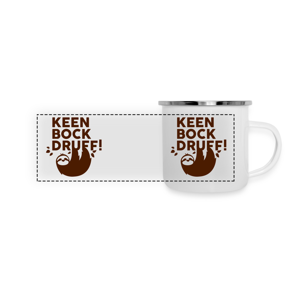 Keen Bock druff! - Emaille Tasse - Weiß
