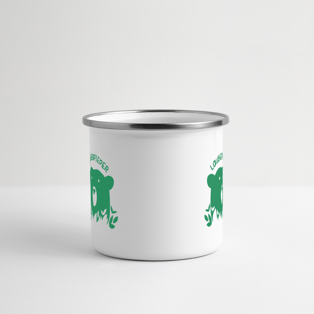 Laubenpieper - Emaille Tasse - Weiß