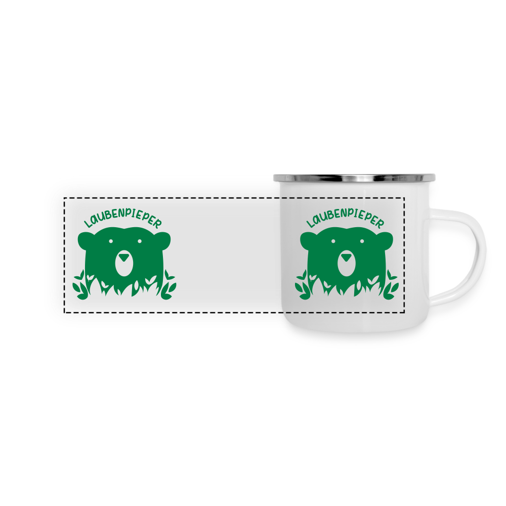 Laubenpieper - Emaille Tasse - Weiß