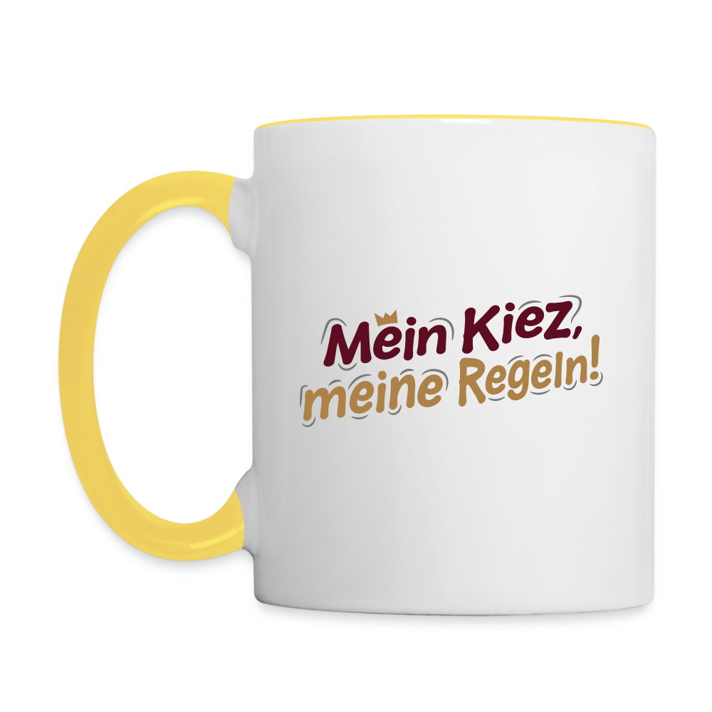 Mein Kiez, meine Regeln! - Tasse zweifarbig - Weiß/Gelb