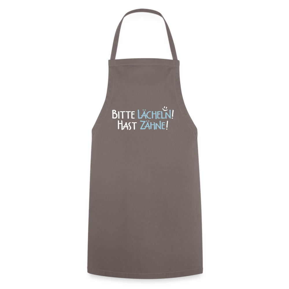 Bitte lächeln! Hast Zähne! - Kochschürze - Grau