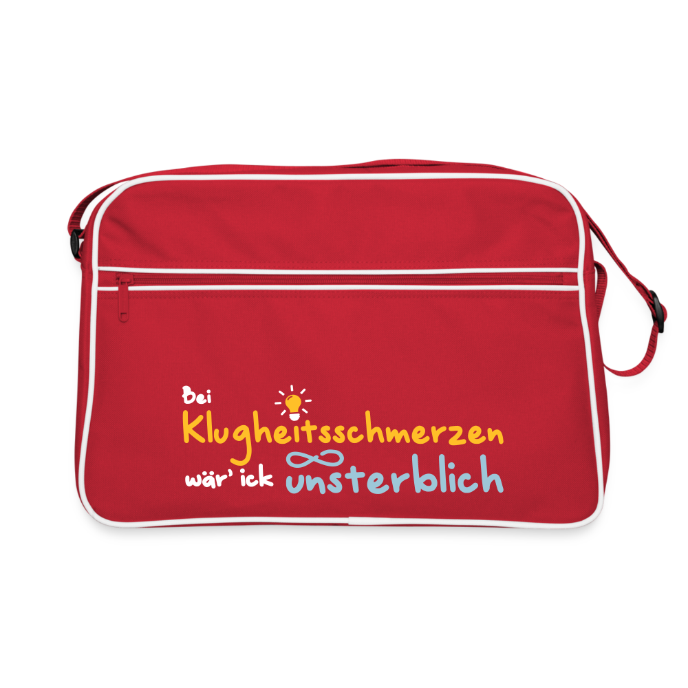 Bei Klugheitsschmerzen wär' ick unsterblich - Retro Tasche - Rot/Weiß