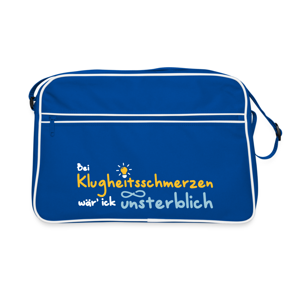 Bei Klugheitsschmerzen wär' ick unsterblich - Retro Tasche - Blau/Weiß