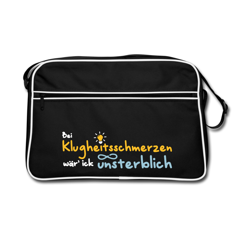 Bei Klugheitsschmerzen wär' ick unsterblich - Retro Tasche - Schwarz/Weiß