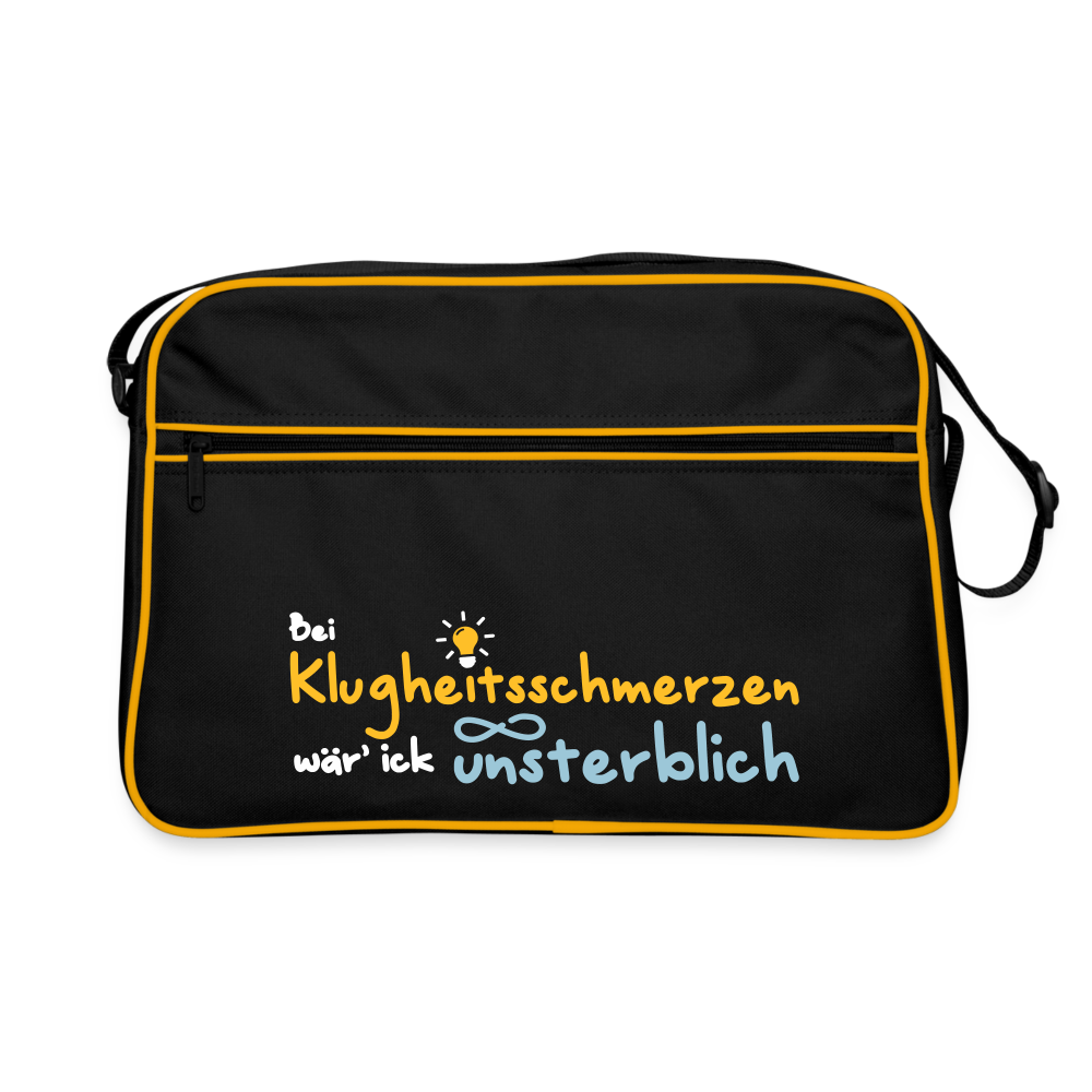 Bei Klugheitsschmerzen wär' ick unsterblich - Retro Tasche - Schwarz/Gold