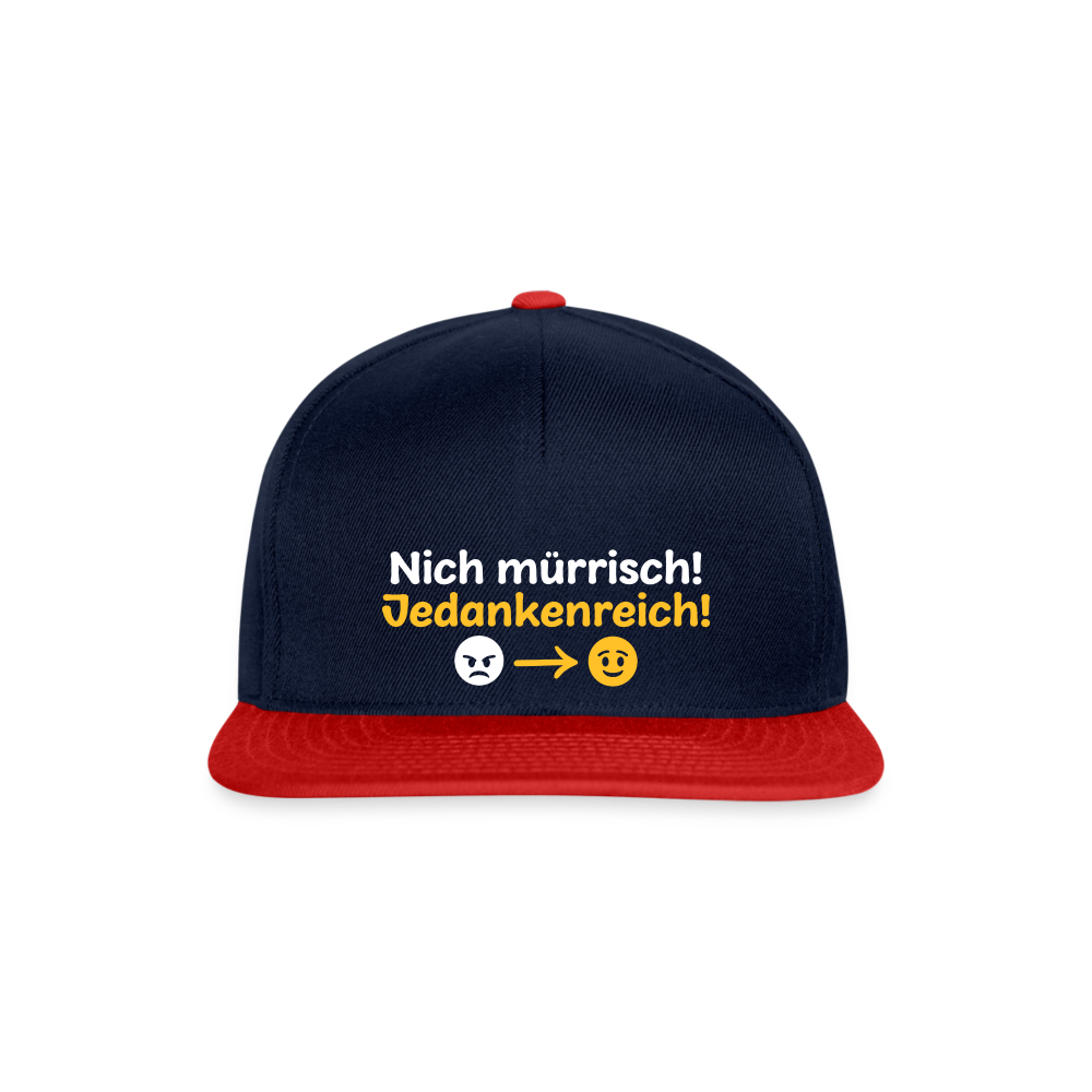 Nich mürrisch! Jedankenreich! - Snapback Cap - Navy/Rot