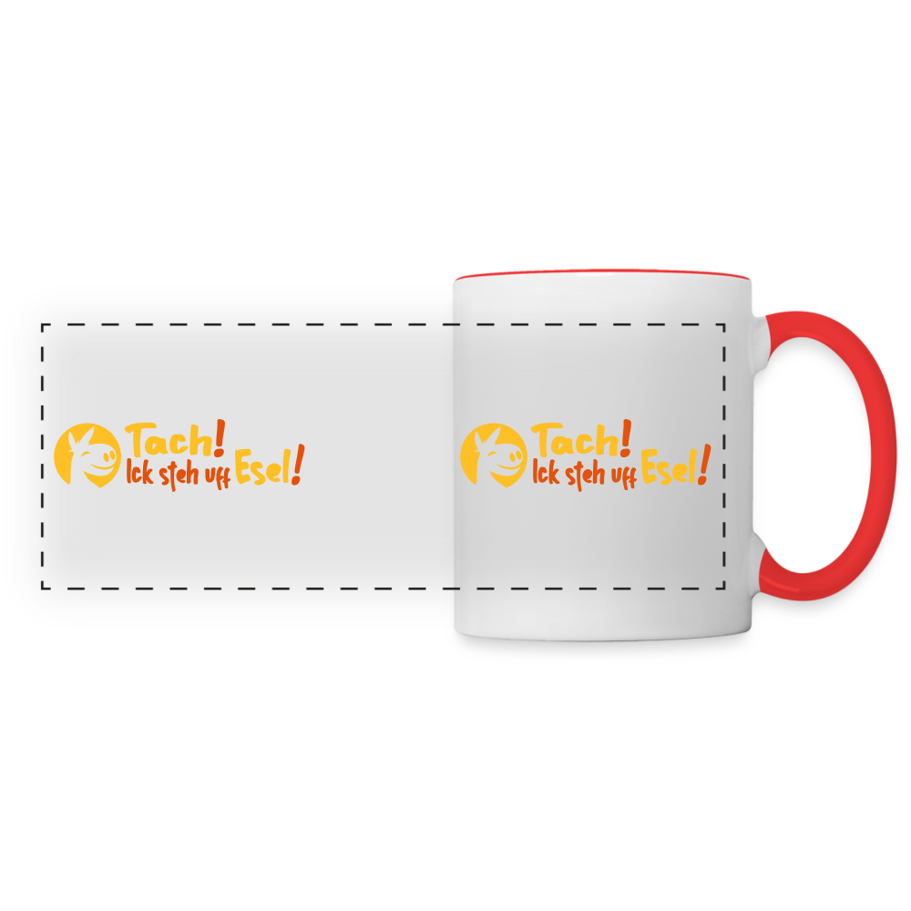 Tach! Ick steh uff Esel! - Tasse zweifarbig - Weiß/Rot