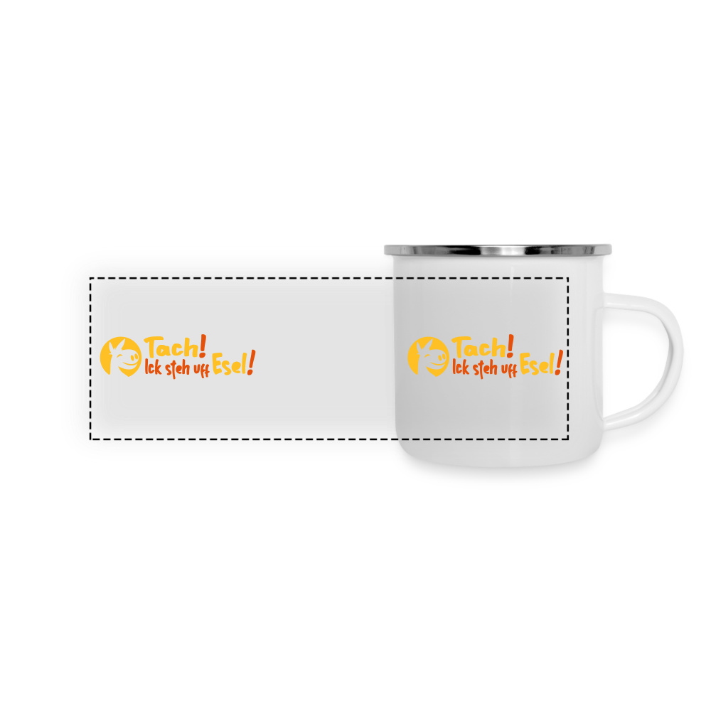 Tach! Ick steh uff Esel! - Emaille Tasse - Weiß