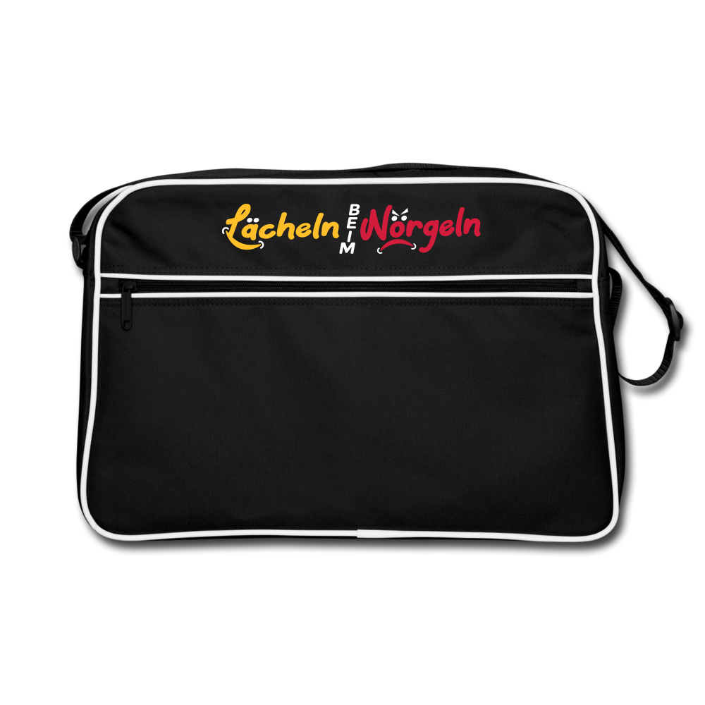 Lächeln beim Nörgeln - Retro Tasche - Schwarz/Weiß